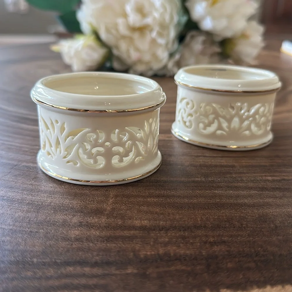 2 Lenox Illuminations Pierced Tea Light Candle Holders